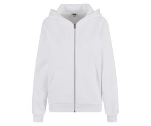 Cardigan URBAN CLASSICS "Urban Classics Ladies Fluffy Zip Cardigan", Damen, Gr. M, weiß, 70% Baumwolle, 30% Polyester, unifarben, normal, ohne Ausschnitt, Strickjacken (76896447-M) weiß