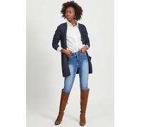 Cardigan VILA "VIRIL OPEN L/S KNIT CARDIGAN - NOOS", Damen, Gr. S, blau (total eclipse detail:melange), Feinstrick, Obermaterial: 50% Viskose, 27% Nylon, 23% Polyester, meliert, Basic, hüftbedeckend,