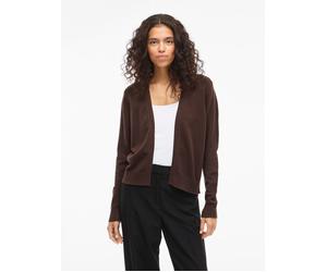 Cardigan VILA "VIRIL SHORT L/S KNIT CARDIGAN-NOOS", Damen, Gr. S, coffee bean, Feinstrick, Obermaterial: 50% Viskose, 28% Polyester, 22% Nylon, unifarben, regular fit normal, V-Ausschnitt, Rippstrickb