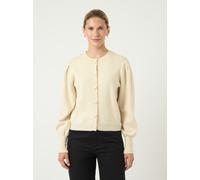 Cardigan Y.A.S "YASFONNY LS KNIT CARDIGAN S. NOOS", Damen, Gr. S, beige (birch), Strick, Obermaterial: 72% Viskose, 28% Polyester, unifarben, regular fit kurz, Rundhals, Strickbündchen, Strickjacken C
