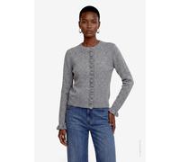 Cardigan ZERO, Damen, Gr. 38, grau (true grau melange), Strick, Obermaterial: 57% Polyester, 17% Polyacryl, 16% Baumwolle, 6% Elasthan, 4% Wolle, meliert, normal hüftbedeckend, Rundhals, Strickjacken,