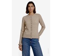 Cardigan ZERO, Damen, Gr. 42, beige (light beige melange), Strick, Obermaterial: 57% Polyester, 17% Polyacryl, 16% Baumwolle, 6% Elasthan, 4% Wolle, meliert, normal hüftbedeckend, Rundhals, Strickjack