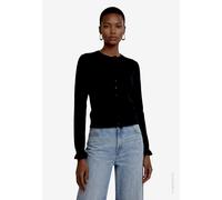 Cardigan ZERO, Damen, Gr. 44, schwarz (schwarz beauty), Strick, Obermaterial: 57% Polyester, 17% Polyacryl, 16% Baumwolle, 6% Elasthan, 4% Wolle, unifarben, normal hüftbedeckend, Rundhals, Strickjacke
