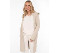 Cardigan ZWILLINGSHERZ, Damen, Gr. L/XL, beige, Sweatware, Obermaterial: 50% Viskose, 27% Polyester, 23% Polyamid, unifarben, normal knielang, ohne Ausschnitt, Strickjacken, Kapuze, Taschen, Langarm,