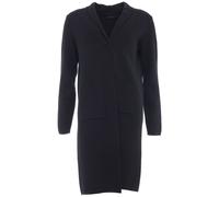 Cardigan ZWILLINGSHERZ "Jessi", Damen, Gr. S/M, schwarz, Obermaterial: 50% Viskose, 27% Polyester, 23% Polyamid, Strickjacken, mit Kragen, Langarm, aufgesetzte Taschen, ohne Verschluss, knielang (9152