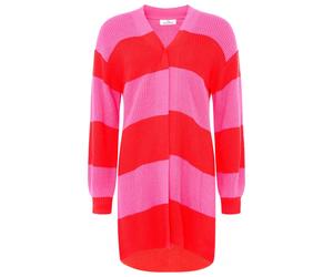 Cardigan ZWILLINGSHERZ "Katja", Damen, rot pink, Strick, Obermaterial: 70% Polyester, 30% Wolle, bequem ca. Mitte Oberschenkel, V-Ausschnitt, Rippstrickbündchen, Strickjacken, One Size, Wollanteil, La