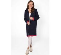 Cardigan ZWILLINGSHERZ "Mona", Damen, Gr. S/M, blau (navy), Strick, Obermaterial: 50% Viskose, 27% Polyester, 23% Nylon, unifarben mit Farbeinsatz, loose fit ca. Mitte Knie, tiefer V-Ausschnitt, kontr