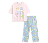 Care Bears Damen Pyjama Set mit kurzen Ärmeln und Langen Beinen, pinkfarben Motiven | Retro-Cartoon-Nachtwäsche mit Motiven | Bequeme zum Entspannen