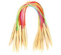 Caredy Bambus Stricknadeln Set, Multi Color Pipe gebleichte Holz Stricknadeln Rundstricknadeln Set Doppelspitznadeln Set Stricknadel Kit Annulus Strickpullover Nadel(60CM)