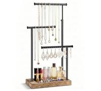 Carehabi Schmuckständer Schmuckhalter Organizer Schminktisch Kettenhalter | Schmuckständer Holz 3 Stäbe Drehbar 51cm Schmuck Organizer für Ketten Ohrringen Ringen Uhren und Armbändern