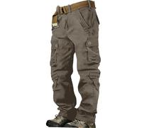 Cargo-Kampfhose für Herren, Baggy-Arbeitshose, Khaki, Baumwollhose, normale Passform, bequeme Arbeitshose, stilvoll, intelligent, mehrere Taschen, Trainingshose, gerade, flache Vorderhose, braun,