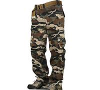 Cargo-Kampfhose für Herren, Baggy-Arbeitshose, Khaki, Baumwollhose, normale Passform, bequeme Arbeitshose, stilvoll, intelligent, mehrere Taschen, Trainingshose, gerade, flache Vorderhose, camouflage,