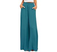 Cargo Pants Damen Hosen Damen Jeans Strumpfhose Gefüttert Hautfarben Paperbag Waist Einfarbiges Weite Hose Mit Taschen A Linien Weites Bein Plissee Hose Locker Haremshose Arbeitslatzhose Damen Blau M