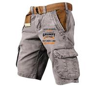 Cargo Short Herren Sommer Kurz Hosen Jogginghose Wanderhose mit Taschen Arbeitshose Casual Cargohosen Bequeme Freizeithosen Stretch Bermudashort Baggy Chino Shorts Arbeitsshort(#C Light Gray,XL)