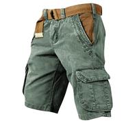 Cargo Short Herren Sommer Kurz Hosen Jogginghose Wanderhose mit Taschen Arbeitshose Casual Cargohosen Bequeme Freizeithosen Stretch Bermudashort Baggy Chino Shorts Arbeitsshort(#D Mint Green,XL)