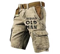 Cargo Short Herren Sommer Kurz Hosen Outdoor Jogginghose Wanderhose mit Taschen Arbeitshose Casual Cargohosen Bequeme Freizeithosen Stretch Bermudashort Baggy Chino Shorts Arbeitsshort(#B Khaki,3XL)