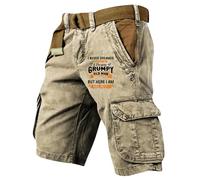 Cargo Short Herren Sommer Kurz Hosen Outdoor Jogginghose Wanderhose mit Taschen Arbeitshose Casual Cargohosen Bequeme Freizeithosen Stretch Bermudashort Baggy Chino Shorts Arbeitsshort(#C Khaki,M)