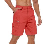 Cargo Short Herren Sommer Kurze Hosen Outdoor Jogginghose Wanderhose mit Taschen Arbeitshosen Lässig Cargohose Bequeme Freizeithosen Stretch Bermudashorts Loose Chino Short Arbeitsshorts(Orange,XL)