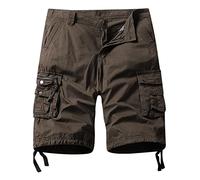 Cargo Shorts Baumwolle Kurze Hosen Herren Mit Bequem Leicht Lässig Modisch Sport-Shorts Männer Arbeitshosen Stretch Herren-Cargohosen Bermudas Sommer Große Größen Hose Schwarz Cargohose Kaffee L