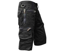 Cargo-Shorts für Herren, klassische Passform, solide Baumwolle, Premium-Twill, Cargo-Shorts, Combat-Arbeitshose, leger, mit Gürtel, Sommer, Strand, Utility-Arbeitshose mit 8 Reißverschlusstaschen