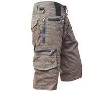 Cargo-Shorts für Herren, klassische Passform, solide Baumwolle, Premium-Twill, Cargo-Shorts, Combat-Arbeitshose, leger, mit Gürtel, Sommer, Strand, Utility-Arbeitshose mit 8 Reißverschlusstaschen