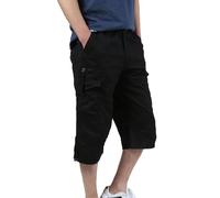 Cargo-Shorts für Herren, normale Passform, knielang, mit mehreren Taschen, Wandershorts, leicht, bequem, lässig, kurze Hose, einfache Outdoor-Sport-Shorts, elastische Wandershorts, Sommer, 3/4-Hose,