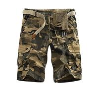 Cargo Shorts Herren Camouflage Druck Elastische Taille Reißverschluss Kurze Hosen Mit Taschen Tunnelzug Stretch Outdoor Shorts Regular Fit Chino Shorts Klassischer Passform Taktische Shorts