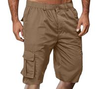 Cargo Shorts Herren Kurze Hosen Cargoshorts Männer mit Reißverschluss und Knopf Leicht Bermuda Shorts Klassische Geschnittene Kurze Hose 3/4 Schwarz Wanderhose Outdoor Hosen