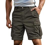 Cargo Shorts Herren Kurze Hosen Cargoshorts Männer mit Reißverschluss und Knopf Leicht Bermuda Shorts Klassische Geschnittene Kurze Hose 3/4 Schwarz Wanderhose Outdoor Hosen