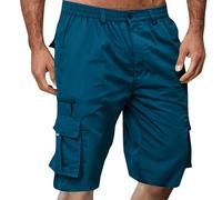 Cargo Shorts Herren Sommer Kurz Hosen Jogginghose Wanderhose mit Taschen Arbeitshose Klassisch Cargohosen Bequeme Freizeithosen Stretch Bermudashorts Locker Chino Short Arbeitsshort(Royal Blue,L)