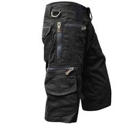 Cargo Shorts Herren Sommer Kurz Hosen mit Taschen Loose Fit Jogginghose Outdoor Wanderhose Casual Cargohose Stretch Arbeitshosen Bequeme Freizeithosen Bermudashort Urlaub Strandhose(Schwarz,XL)