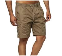 Cargo Shorts Herren Sommer Kurze Hose Outdoor Wanderhose Jogginghose mit Taschen Arbeitshose Lässig Cargohosen Bequeme Freizeithose Stretch Bermudashort Locker Chino Short Arbeitsshort(Braun,XXL)