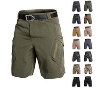 Cargo Shorts Herren Sommer Kurze Hosen Outdoor Jogginghose Wanderhose mit Taschen Arbeitshosen Lässig Cargohose Bequeme Freizeithose Stretch Bermudashort Chino Short Arbeitsshorts(#B Army Green,L)