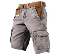 Cargo Shorts Herren Weites Bein Kurze Hose Mit Taschen Cargoshorts Bequeme Sommershorts Weiche Lässige Short Baggy Herren-Shorts Einfarbig Leicht Freizeitshorts Grau S