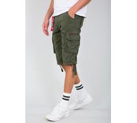 Cargobermudas ALPHA INDUSTRIES "Jet Short", Herren, Gr. 32, N-Gr, grün (schwarz olive), Web, Obermaterial: 100% Baumwolle, unifarben, normal knieumspielend, Hosen (13452231-32) schwarz olive