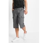 Cargobermudas BONPRIX, Herren, Gr. 46, N-Gr, rauchgrau, Web, Obermaterial: 55% Leinen, 45% Baumwolle, regular fit, Hosen, aus Leinen, Regular Fit, mit sechs Taschen, eleganter Stil (68665631-46) rauch