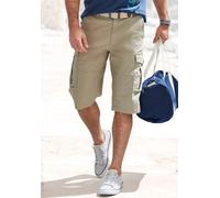 Cargobermudas JOHN DEVIN "aus elastischer Baumwollmischung", Herren, Gr. 36, N-Gr, beige, Web, Obermaterial: 98% Baumwolle, 2% Elasthan, unifarben, bequem kniebedeckend, Hosen, mit Seitentaschen, 3/4 