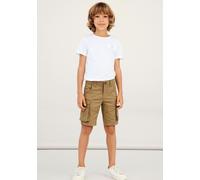 Cargobermudas NAME IT "NKMRYAN REG TWI L SHORTS 6776-BA NOOS", Jungen, Gr. 110, N-Gr, braun (kelp), Twill, Obermaterial: 98% Baumwolle, 2% Elasthan, unifarben, regular fit kurz, Hosen, Baumwollmischun