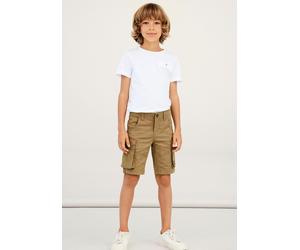 Cargobermudas NAME IT "NKMRYAN REG TWI L SHORTS 6776-BA NOOS", Jungen, Gr. 110, N-Gr, braun (kelp), Twill, Obermaterial: 98% Baumwolle, 2% Elasthan, unifarben, washed, regular fit kniefrei, Hosen, Bau