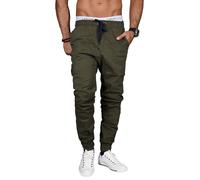 Cargohose ALESSANDRO SALVARINI "ASCuffy", Herren, Gr. W33 L32, Länge 32, grün, Obermaterial: 98% Baumwolle, 2% Elasthan, Hosen Cargohose, Elastischer Bund mit Gummi versehen und zusätzlichem Tunnelzug