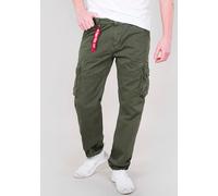 Cargohose ALPHA INDUSTRIES "Jet Pant", Herren, Gr. 30, N-Gr, grün (schwarz oliv), Web, Obermaterial: 100% Baumwolle, unifarben, normal lang, Hosen Cargohose, mit seitlichen Cargotaschen und Kordelzug