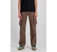 Cargohose ALPHA INDUSTRIES "Jet Pant", Damen, Gr. 32, N-Gr, grau (taupe), Web, Obermaterial: 100% Baumwolle, unifarben, normal lang, Hosen Cargohose, mit seitlichen Cargotaschen und Kordelzug am Beina