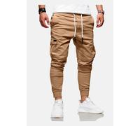 Cargohose BEHYPE "LANE", Herren, Gr. 33, Länge 32, beige, 97% Baumwolle, 3% Elasthan, Hosen Cargohose, mit elastischem Bund (19368554-33) beige