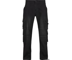 Cargohose BRANDIT "Brandit Brandit Denim Cargo Pants", Herren, Gr. 33/32, Länge 32, schwarz, 75% Baumwolle, 24% Polyester, 1% Elasthan, unifarben, loose fit, Hosen Cargohose (27211627-33) schwarz