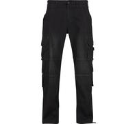 Cargohose BRANDIT "Brandit Brandit Denim Cargo Pants", Herren, Gr. 36/32, Länge 32, schwarz, 75% Baumwolle, 24% Polyester, 1% Elasthan, unifarben, loose fit, Hosen Cargohose (27211627-36) schwarz