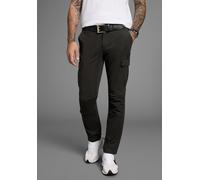 Cargohose BRUNO BANANI, Herren, Gr. 36, Länge 32, schwarz, Web, Obermaterial: 98% Baumwolle, 2% Elasthan, unifarben, straight fit lang, Hosen Cargohose, moderne Passform, eng anliegende Cargotaschen (