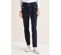 Cargohose CECIL, Damen, Gr. 33, Länge 32, universal blau, Web, Obermaterial: 98% Baumwolle, 2% Elasthan; Gürtel: 98% Baumwolle, 2% Elasthan, unifarben, comfort fit knöchelfrei, Hosen Cargohose, aus Ba