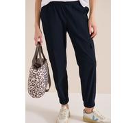 Cargohose CECIL, Damen, Gr. 3XL, Länge 28, universal blau, Web, 66% Baumwolle, 30% Polyester, 4% Elasthan, unifarben, loose fit knöchelfrei, Hosen Cargohose, im Loose Fit (73687708-XXXL) universal bla