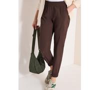 Cargohose CECIL, Damen, Gr. S, Länge 28, braun cacao, Web, 66% Baumwolle, 30% Polyester, 4% Elasthan, unifarben, loose fit knöchelfrei, Hosen Cargohose, im Loose Fit (49056856-S) braun cacao