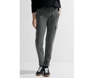 Cargohose CECIL, Damen, Gr. XL, Länge 28, schwarz, Stoff, 67% Polyester, 30% Viskose, 3% Elasthan, gemustert, normal normal, Hosen Cargohose, im Joggstyle (21207056-XL) schwarz